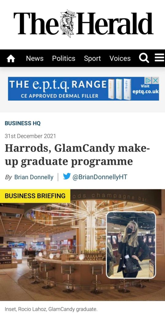 Harrods, GlamCandy make-up graduate programme